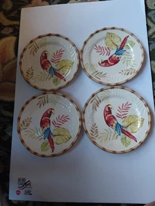 A Set Of Four Pier One Luncheon Plates Cabana Pattern Set Of 4 - Picture 1 of 10