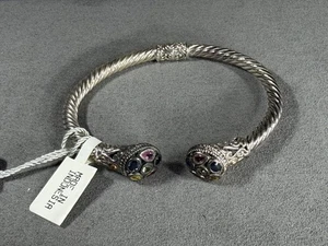 Brazalete con bisagras Samuel Benham de plata de ley 925 y oro de 18 quilates con múltiples piedras preciosas - Imagen 1 de 18