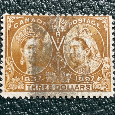 1897 CANADA #63  - 60th anniversary coronation $3 Queen Victoria, Used VLH, Rare - Image 1 of 2
