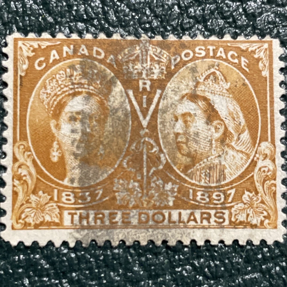 1897 CANADA #63  - 60th anniversary coronation $3 Queen Victoria, Used VLH, Rare - Image 1 of 2