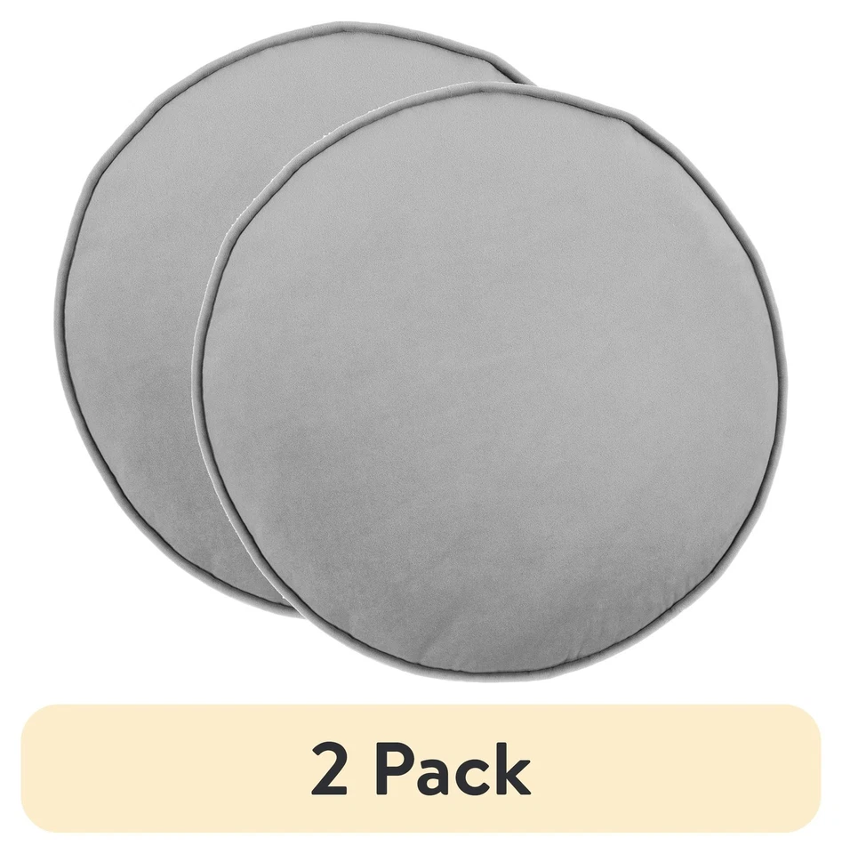 Mainstays Filmore Round Pillow (2pk) - 16"x16", Gray - Decorative & Soft - Image 1 of 4