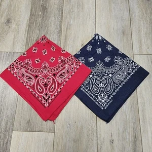 Hav A Hank Vintage 2 Pack Konvolut Rot Blau Paisley Bandana Made in USA Classic - Bild 1 von 11
