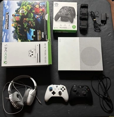Microsoft Xbox One S 500GB Console Model 1681 Controllers, Box, & (6) Games LOOK - Image 1 of 4