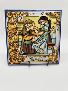 Spanische Keramikfliese Aqui Vive Una Doctora Bild 8" quadratisch S’Artet Apotheker - Bild 1 von 8