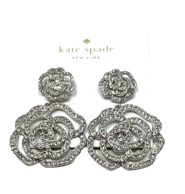 Kate Spade Sparkle Blooms Rose Stud Earrings NEW - Image 1 of 4