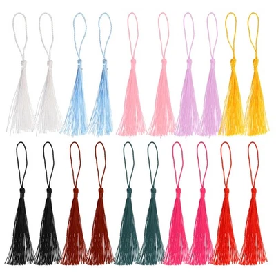 Borlas para marcadores de 13 cm/5 pulgadas borlas suaves y sedosas con cordón artesanal 10 colores 100 un. Foto 1 de 4