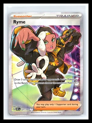 💥 Ryme - 221/197 - Pokemon Obsidian Flames Full Art Ultra Rare Holo 2023 Card - Image 1 of 2