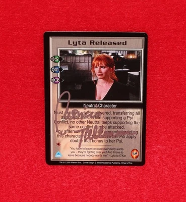 Tarjeta coleccionable con autógrafo Babylon 5 B5 2000 CCG Patricia Tallman Lyta lanzada Foto 1 de 3