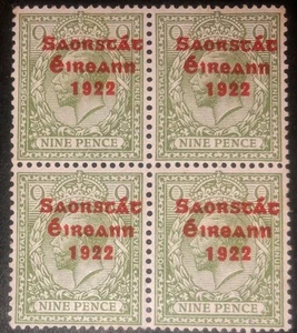 SG61a 9d pale olive green (Thom) MNH block of four gum disturbance on two stamps - Picture 1 of 1