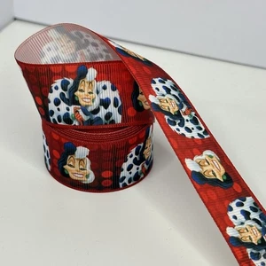 Cruella Disney Villains Halloween Character Grosgrain Ribbon 1 Yard 25mm - Picture 1 of 2