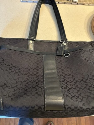 Coach Signature Diaper Large Travel Tote Bag F77156 Shoulder Purse Black EUC - Image 1 of 4