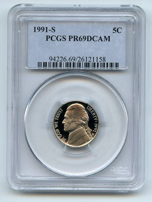 1991 S 5C Jefferson Nickel Proof PCGS PR69DCAM - Image 1 of 1