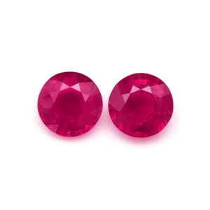 Mozambique Round Pinkish Red Ruby Pair 0.95CT - Picture 1 of 7
