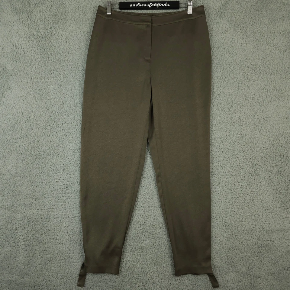 Pantalones Chicos Etiqueta Negra Mujer 1 EE. UU. 8 M Verde Satinado Hebilla Tobillo Cintura Elástica Foto 1 de 4