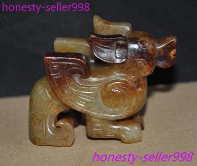 Estatua de pájaro Fénix riqueza sacrificio tallado jade hetiano occidental de 2" Zhou Foto 1 de 4