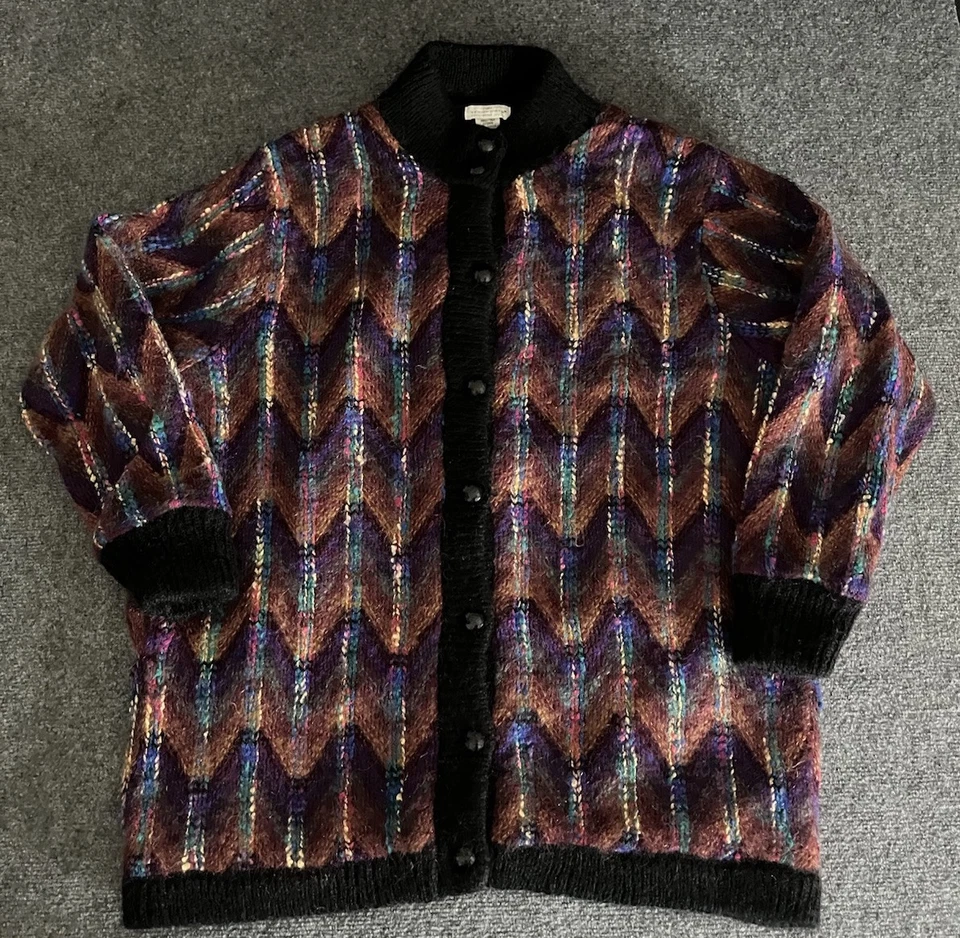 复古 Yarnworks Coogi 毛衣女式 XL 码针织人字形 90 年代 80 年代针织复古 — 第 1/4 张图片