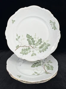 3er Set - Mitterteich Bavaria Germany - GREEN LEAVES - Speiseteller 10 3/8" - Bild 1 von 7