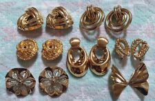 Vintage Lot of 7 Pairs Assorted Large Goldtoned Clip-on Earrings