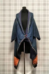 KAPITAL KOUNTRY Haori Indigo Denim Capa Abrigo Naranja Botón Mujeres Usado Gratis - Imagen 1 de 10