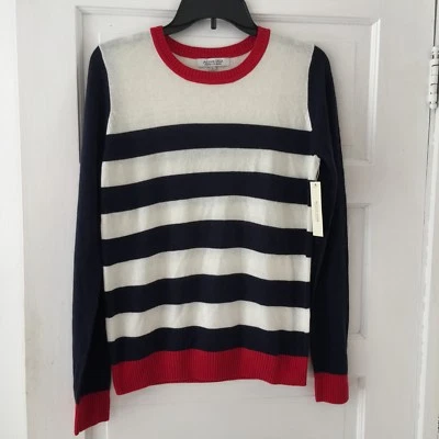 Camisa tejida Active USA para mujer talla grande mezcla de angora manga larga roja blanca azul Foto 1 de 3