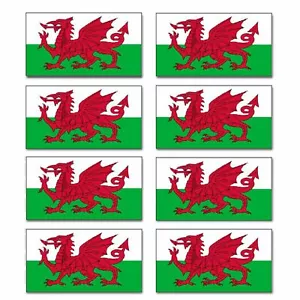 8 x Hochglanz Vinyl Aufkleber - Wales Welsh Small Flag Sticker Fahrradhelm FLAG4D - Bild 1 von 1