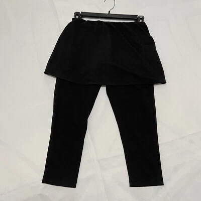 Pantalones Sahalie Active XS Negro Pull On Capri Con Falda Elastizados Bolsillo Interior Foto 1 de 4