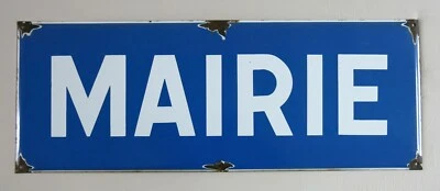 MAIRIE, ancienne plaque émaillée mairie, ville, village, mairie, enseigne, 80 cm - Photo 1/4