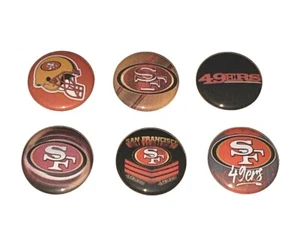 1" SET OF 6 SF SAN FRANCISCO 49ERS BADGE BUTTON PINS PINBACK [P56] - Picture 1 of 2