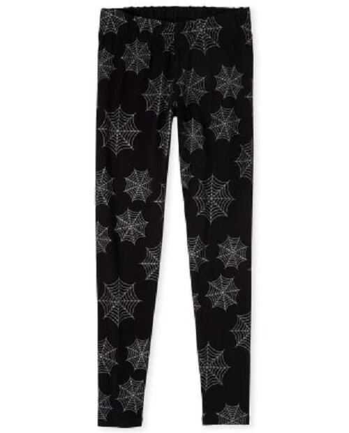 Womens Halloween Glitter Spider Web Leggings Pants Holiday Costume Black Medium