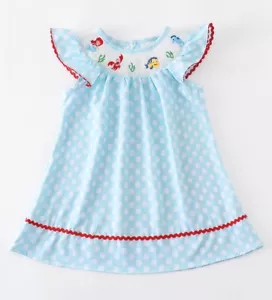 Boutique Princess Little Mermaid Ariel Embroidered Smocked Dress - Picture 1 of 8