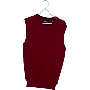 Chaps Sweater Vest Mens Size S Red Pullover Sleeveless Knit V Neck Cotton NWT - Picture 1 of 8