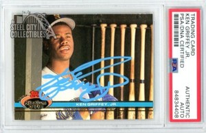 Ken Griffey Jr 1991 Topps Stadium Club Autograph Card #270 PSA/DNA (Light Blue)