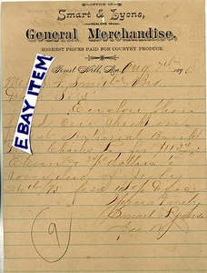 1895 LETTERHEAD Forest Hill Louisiana SMART & LYONS General Merchandise PRODUCE - Picture 1 of 1