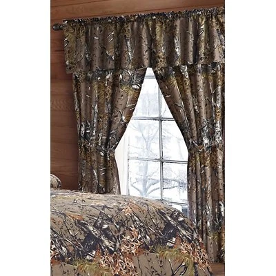 CAMO CAMOUFLAGE THE WOODS NEW 5 PC CURTAIN SET HUNTING CABIN LODGE CURTAINS - Image 1 of 3