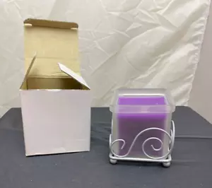 Colonial Candle of Cape Cod In Frosted Glass Square Candle w/ Wire Stand 6.5 oz - Picture 1 of 6