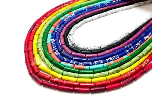 Howlite Turquoise Cylinder Tube Gemstone Beads 4mm x 13mm 15" Strand PGS12CT - Picture 1 of 16