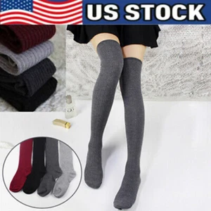 Women's Cable Knit Thigh High Socks Over Knee Stockings Winter Long Boot Warmers - Picture 1 of 16