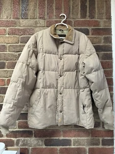 Vintage Eddie Bauer Goose Down Quilted Puffer Jacket Mens XXL Beige Tan - Picture 1 of 11