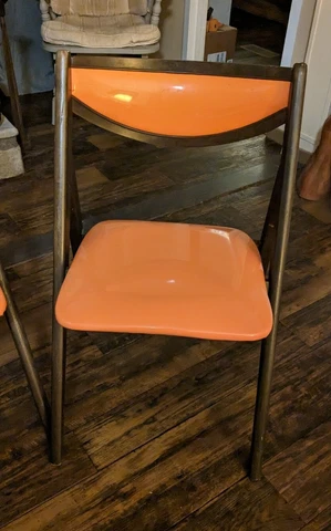Vintage Stakmore Orange Mid Century Modern Folding Game Chairs Cover