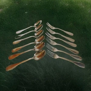 Six forks and six table spoons silver plated silverware POP - Picture 1 of 10