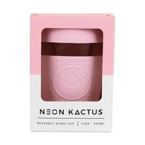 Taza de café de vidrio reutilizable de 340 ml Neon Kactus - Regalos de vajilla rosa - Imagen 1 de 3