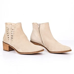 Paul Green Women Vienna Biscuit Soft Suede Zip Ankle Boots sz 8.5US AUS6 - Picture 1 of 8