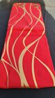Modern & Bold Red & Metallic Gold Swirl Fully Lined Ring Top Curtains