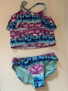 Blue Tie Dye Circo Two Piece Swim bathing suit swimwear S (6-6X) - Picture 1 of 6