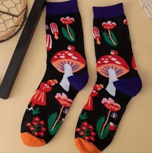 Cartoon Mushroom Garden Crew Socks for Women Cute Socks Novelty Fun Socks - Picture 1 of 4