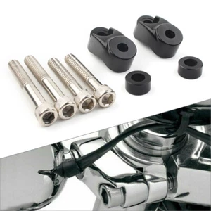 Black Front Fork Turn Signal Relocation Mount Kit For Harley 39mm 49mm Tubes US - Picture 1 of 12