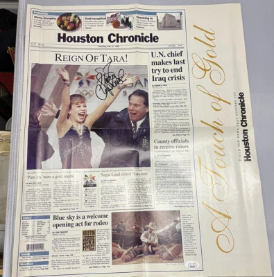 Tara Lipinski Signed Newspaper Poster Olympics Nagano 1998 Skating Gold Auto JSA - Image 1 of 4