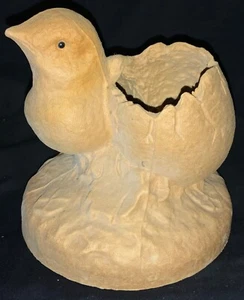 CONTENEDOR DE PAPEL MACHÉ PULPA DE PASCUA DE COLECCIÓN - ¡GRAN CRÍA DE POLLITO EN UNA BASE! - Imagen 1 de 9