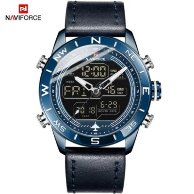 KC NAVIFORCE Quartz Watch Men Luxury Brand Leather Strap Digital Wristwatch - Image 1 of 4