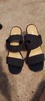 Женские черные туфли Limelight размер 8 на платформе на танкетке с высоким каблуком и открытым носком с ремешками  - Изображение 1 из 4